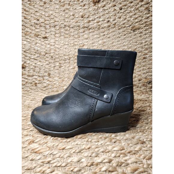Keen Kate Womens Mid Boots Size 7.5 Black Leather Zip Fashion Ankle Biker - Picture 13 of 13